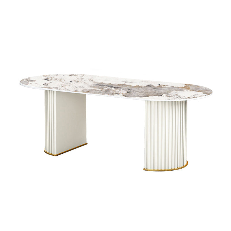 Oval Sintered Stone Dining Table Traditional Luxury Dining Table for Home Use Pandora Gold Without Chairs Clearhalo 'Dining Tables & Seating' 'Dining Tables' 'dining_table' 'furn' 'furn_dining_table' 'Furniture' 'furniture_dining_table' 'Kitchen & Dining Furniture' 'kitchen' 'kitchen_dining_table' 4876973