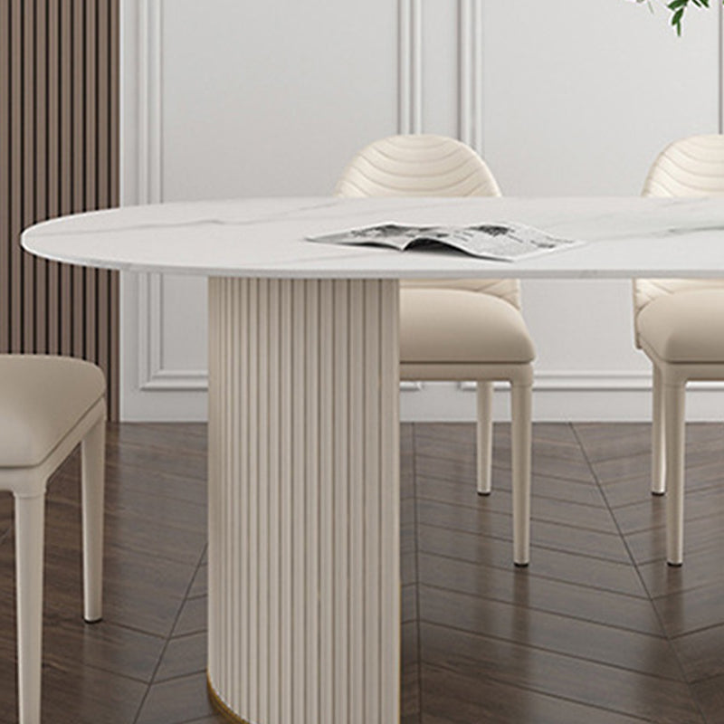 Oval Sintered Stone Dining Table Traditional Luxury Dining Table for Home Use Clearhalo 'Dining Tables & Seating' 'Dining Tables' 'dining_table' 'furn' 'furn_dining_table' 'Furniture' 'furniture_dining_table' 'Kitchen & Dining Furniture' 'kitchen' 'kitchen_dining_table' 4876974