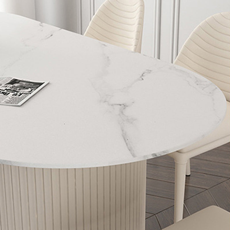 Oval Sintered Stone Dining Table Traditional Luxury Dining Table for Home Use Clearhalo 'Dining Tables & Seating' 'Dining Tables' 'dining_table' 'furn' 'furn_dining_table' 'Furniture' 'furniture_dining_table' 'Kitchen & Dining Furniture' 'kitchen' 'kitchen_dining_table' 4876976