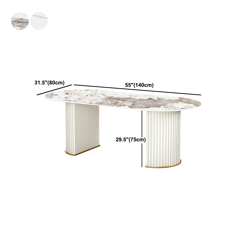 Oval Sintered Stone Dining Table Traditional Luxury Dining Table for Home Use Clearhalo 'Dining Tables & Seating' 'Dining Tables' 'dining_table' 'furn' 'furn_dining_table' 'Furniture' 'furniture_dining_table' 'Kitchen & Dining Furniture' 'kitchen' 'kitchen_dining_table' 4876979