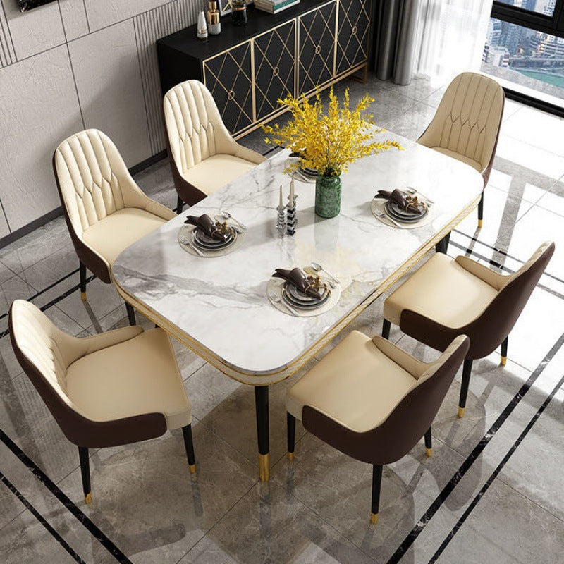 Rectangle Dining Table Traditional Luxury Dining Table with 4 Legs White Without Chairs Clearhalo 'Dining Tables & Seating' 'Dining Tables' 'dining_table' 'furn' 'furn_dining_table' 'Furniture' 'furniture_dining_table' 'Kitchen & Dining Furniture' 'kitchen' 'kitchen_dining_table' 4876982