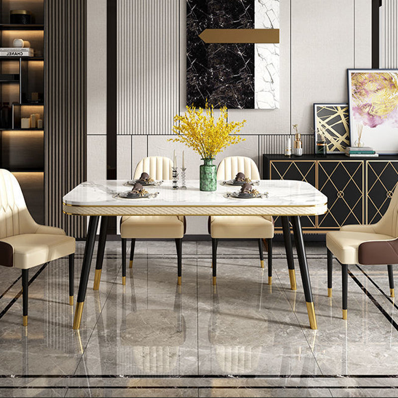 Rectangle Dining Table Traditional Luxury Dining Table with 4 Legs Clearhalo 'Dining Tables & Seating' 'Dining Tables' 'dining_table' 'furn' 'furn_dining_table' 'Furniture' 'furniture_dining_table' 'Kitchen & Dining Furniture' 'kitchen' 'kitchen_dining_table' 4876991