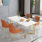 Rectangle Stone Dining Room Table Traditional Luxury Dinner Room Kitchen Table White 55.1"L x 31.5"W x 29.5"H Without Chairs Clearhalo 'Dining Tables & Seating' 'Dining Tables' 'dining_table' 'furn' 'furn_dining_table' 'Furniture' 'furniture_dining_table' 'Kitchen & Dining Furniture' 'kitchen' 'kitchen_dining_table' 4876996