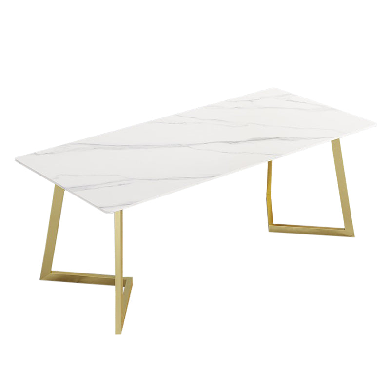 Rectangle Stone Dining Room Table Traditional Luxury Dinner Room Kitchen Table White Without Chairs Clearhalo 'Dining Tables & Seating' 'Dining Tables' 'dining_table' 'furn' 'furn_dining_table' 'Furniture' 'furniture_dining_table' 'Kitchen & Dining Furniture' 'kitchen' 'kitchen_dining_table' 4876997