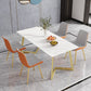 Rectangle Stone Dining Room Table Traditional Luxury Dinner Room Kitchen Table White 70.9"L x 35.4"W x 29.5"H Without Chairs Clearhalo 'Dining Tables & Seating' 'Dining Tables' 'dining_table' 'furn' 'furn_dining_table' 'Furniture' 'furniture_dining_table' 'Kitchen & Dining Furniture' 'kitchen' 'kitchen_dining_table' 4876998