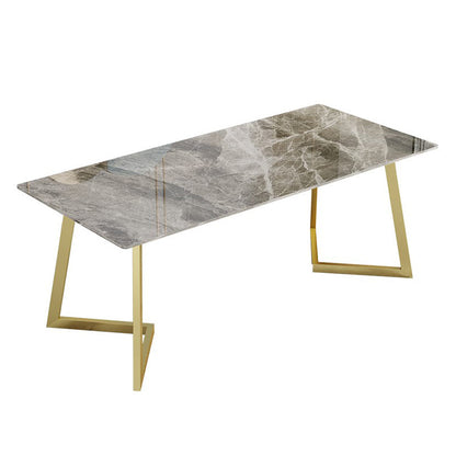 Rectangle Stone Dining Room Table Traditional Luxury Dinner Room Kitchen Table Gray Without Chairs Clearhalo 'Dining Tables & Seating' 'Dining Tables' 'dining_table' 'furn' 'furn_dining_table' 'Furniture' 'furniture_dining_table' 'Kitchen & Dining Furniture' 'kitchen' 'kitchen_dining_table' 4877001