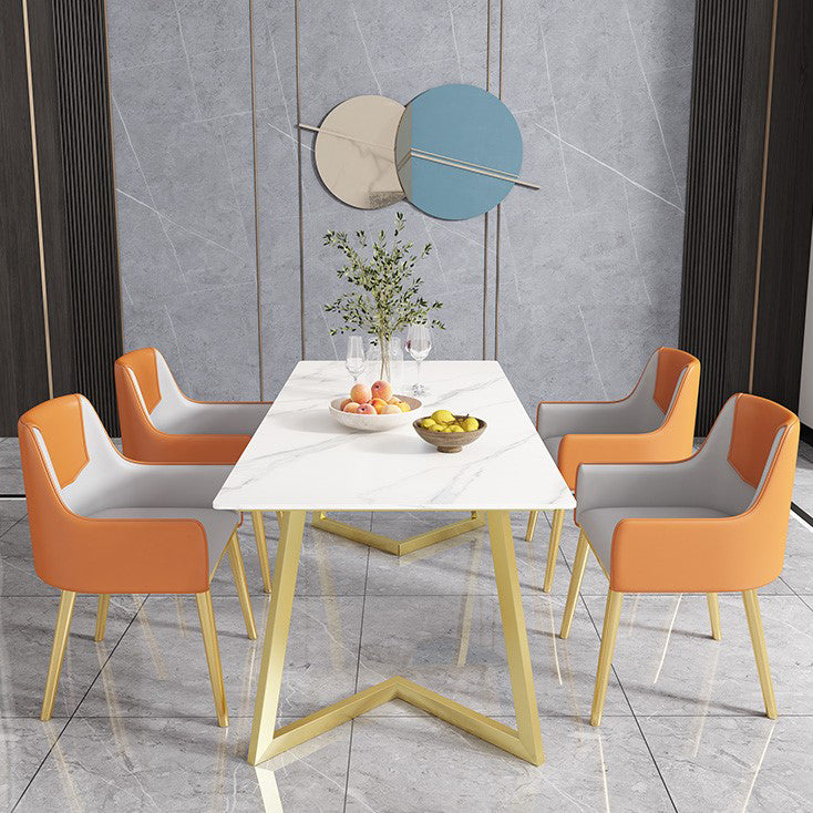 Rectangle Stone Dining Room Table Traditional Luxury Dinner Room Kitchen Table Clearhalo 'Dining Tables & Seating' 'Dining Tables' 'dining_table' 'furn' 'furn_dining_table' 'Furniture' 'furniture_dining_table' 'Kitchen & Dining Furniture' 'kitchen' 'kitchen_dining_table' 4877004