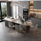 Stone Top Dining Table Contemporary Dining Table with Sled Base Black 55.1"L x 31.5"W x 29.5"H Without Chairs Clearhalo 'Dining Tables & Seating' 'Dining Tables' 'dining_table' 'furn' 'furn_dining_table' 'Furniture' 'furniture_dining_table' 'Kitchen & Dining Furniture' 'kitchen' 'kitchen_dining_table' 4877017