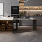 Stone Top Dining Table Contemporary Dining Table with Sled Base Black 47.2"L x 27.6"W x 29.5"H Without Chairs Clearhalo 'Dining Tables & Seating' 'Dining Tables' 'dining_table' 'furn' 'furn_dining_table' 'Furniture' 'furniture_dining_table' 'Kitchen & Dining Furniture' 'kitchen' 'kitchen_dining_table' 4877018