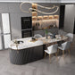 Stone Top Dining Table Contemporary Dining Table with Sled Base Black 39.4"L x 23.6"W x 29.5"H Without Chairs Clearhalo 'Dining Tables & Seating' 'Dining Tables' 'dining_table' 'furn' 'furn_dining_table' 'Furniture' 'furniture_dining_table' 'Kitchen & Dining Furniture' 'kitchen' 'kitchen_dining_table' 4877019
