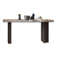 Stone Top Dining Table Contemporary Dining Table with Sled Base Black 31.5"L x 23.6"W x 29.5"H Without Chairs Clearhalo 'Dining Tables & Seating' 'Dining Tables' 'dining_table' 'furn' 'furn_dining_table' 'Furniture' 'furniture_dining_table' 'Kitchen & Dining Furniture' 'kitchen' 'kitchen_dining_table' 4877021