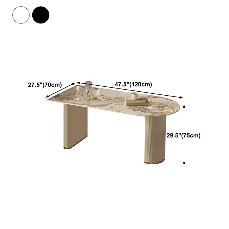 Stone Top Dining Table Contemporary Dining Table with Sled Base Clearhalo 'Dining Tables & Seating' 'Dining Tables' 'dining_table' 'furn' 'furn_dining_table' 'Furniture' 'furniture_dining_table' 'Kitchen & Dining Furniture' 'kitchen' 'kitchen_dining_table' 4877029