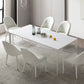 Metal Contemporary Rectangular Dining Table White Sintered Stone Top Table with Legs 78.7"L x 35.4"W x 29.5"H Clearhalo 'Dining Tables & Seating' 'Dining Tables' 'dining_table' 'Furniture' 'furniture_dining_table' 'Kitchen & Dining Furniture' 'kitchen' 'kitchen_dining_table' 4877050