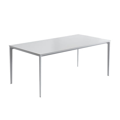 Metal Contemporary Rectangular Dining Table White Sintered Stone Top Table with Legs 55.1"L x 31.5"W x 29.5"H Clearhalo 'Dining Tables & Seating' 'Dining Tables' 'dining_table' 'Furniture' 'furniture_dining_table' 'Kitchen & Dining Furniture' 'kitchen' 'kitchen_dining_table' 4877052