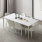 Metal Contemporary Rectangular Dining Table White Sintered Stone Top Table with Legs Clearhalo 'Dining Tables & Seating' 'Dining Tables' 'dining_table' 'Furniture' 'furniture_dining_table' 'Kitchen & Dining Furniture' 'kitchen' 'kitchen_dining_table' 4877053