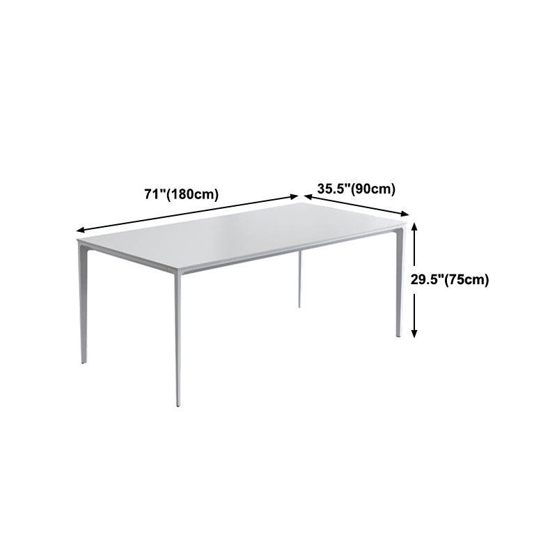 Metal Contemporary Rectangular Dining Table White Sintered Stone Top Table with Legs Clearhalo 'Dining Tables & Seating' 'Dining Tables' 'dining_table' 'Furniture' 'furniture_dining_table' 'Kitchen & Dining Furniture' 'kitchen' 'kitchen_dining_table' 4877058