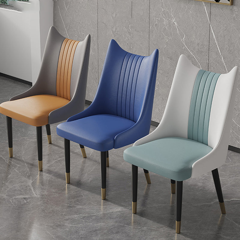 Nordic Style Leather Dining Chairs Armless Solid Back Chair for Home Clearhalo 'Dining Chairs' 'Dining Tables & Seating' 'dining_chair' 'furn' 'furn_dining_chair' 'Furniture' 'furniture_dining_chair' 'Kitchen & Dining Furniture' 4877061