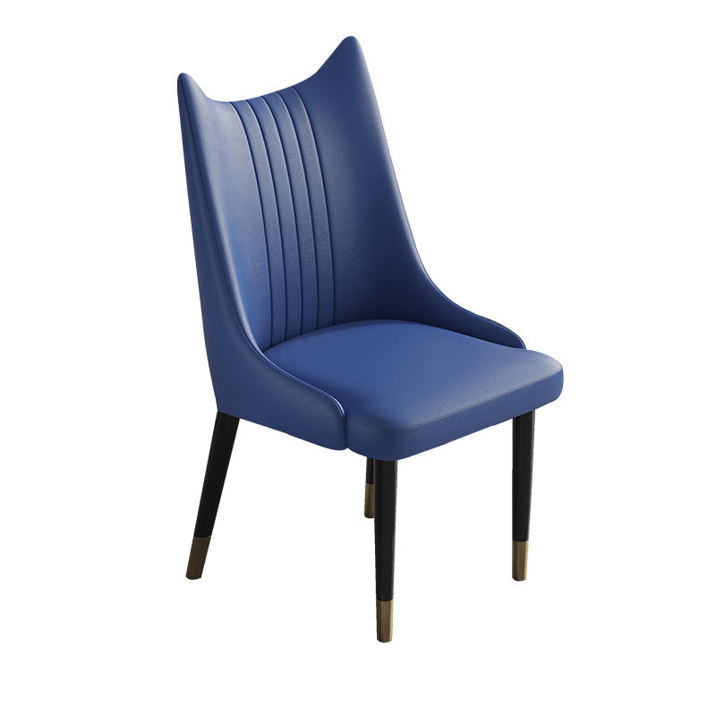 Nordic Style Leather Dining Chairs Armless Solid Back Chair for Home Blue 1 Piece Clearhalo 'Dining Chairs' 'Dining Tables & Seating' 'dining_chair' 'furn' 'furn_dining_chair' 'Furniture' 'furniture_dining_chair' 'Kitchen & Dining Furniture' 4877062