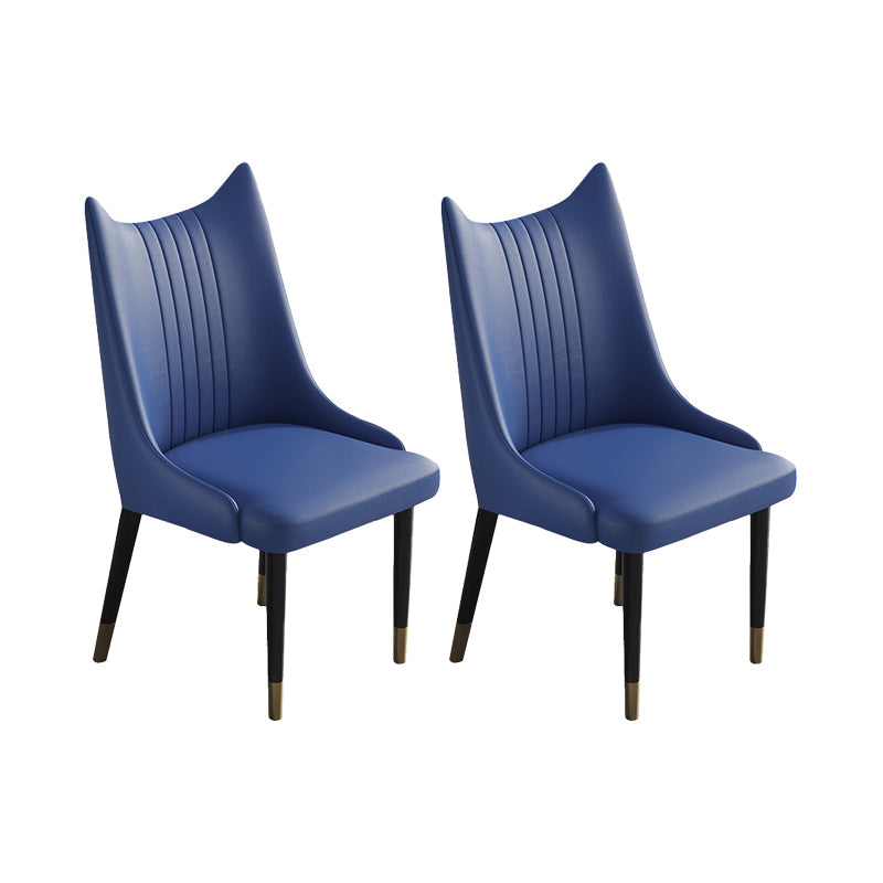 Nordic Style Leather Dining Chairs Armless Solid Back Chair for Home Blue 2 Piece Set Clearhalo 'Dining Chairs' 'Dining Tables & Seating' 'dining_chair' 'furn' 'furn_dining_chair' 'Furniture' 'furniture_dining_chair' 'Kitchen & Dining Furniture' 4877063