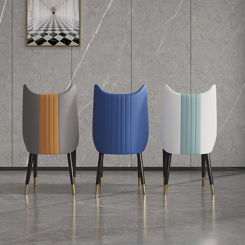 Nordic Style Leather Dining Chairs Armless Solid Back Chair for Home Clearhalo 'Dining Chairs' 'Dining Tables & Seating' 'dining_chair' 'furn' 'furn_dining_chair' 'Furniture' 'furniture_dining_chair' 'Kitchen & Dining Furniture' 4877064