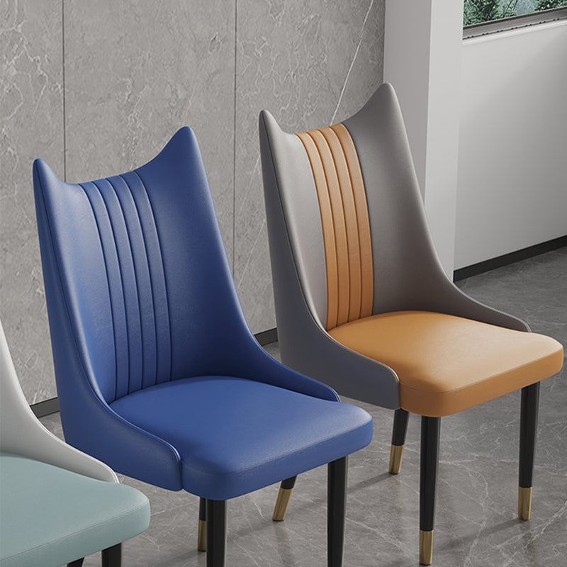 Nordic Style Leather Dining Chairs Armless Solid Back Chair for Home Clearhalo 'Dining Chairs' 'Dining Tables & Seating' 'dining_chair' 'furn' 'furn_dining_chair' 'Furniture' 'furniture_dining_chair' 'Kitchen & Dining Furniture' 4877065