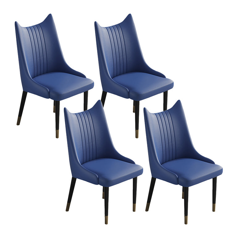 Nordic Style Leather Dining Chairs Armless Solid Back Chair for Home Blue 4 Piece Set Clearhalo 'Dining Chairs' 'Dining Tables & Seating' 'dining_chair' 'furn' 'furn_dining_chair' 'Furniture' 'furniture_dining_chair' 'Kitchen & Dining Furniture' 4877066