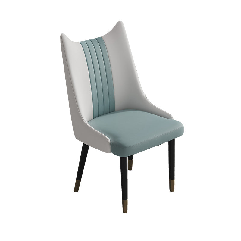 Nordic Style Leather Dining Chairs Armless Solid Back Chair for Home White-Green 1 Piece Clearhalo 'Dining Chairs' 'Dining Tables & Seating' 'dining_chair' 'furn' 'furn_dining_chair' 'Furniture' 'furniture_dining_chair' 'Kitchen & Dining Furniture' 4877068