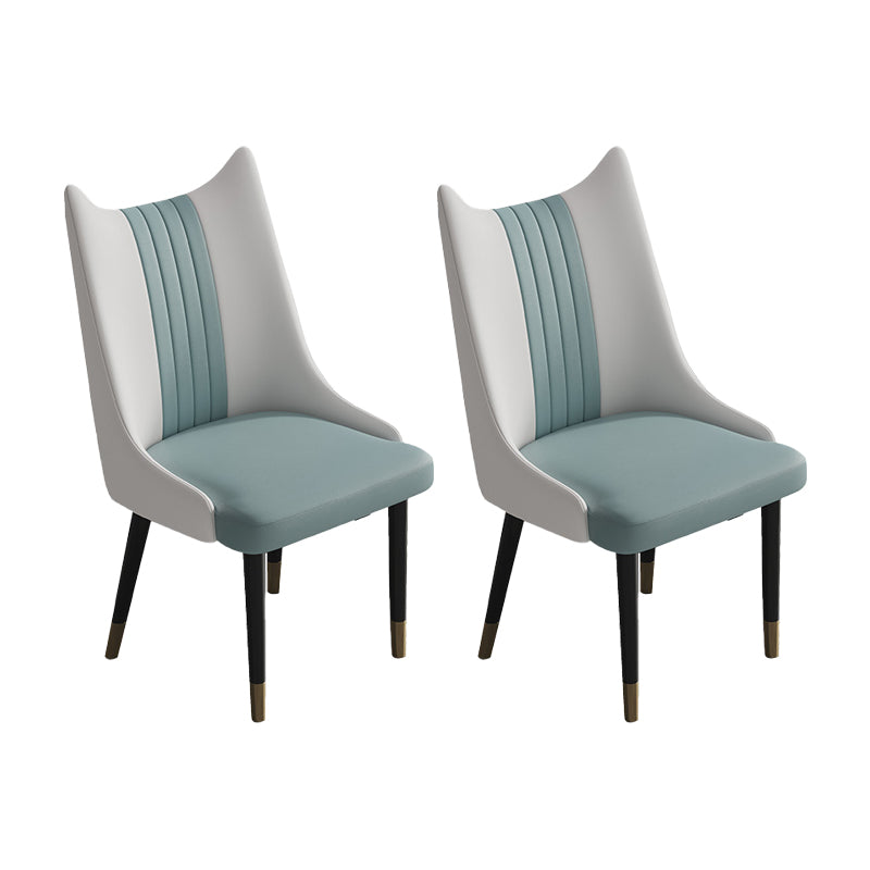 Nordic Style Leather Dining Chairs Armless Solid Back Chair for Home White-Green 2 Piece Set Clearhalo 'Dining Chairs' 'Dining Tables & Seating' 'dining_chair' 'furn' 'furn_dining_chair' 'Furniture' 'furniture_dining_chair' 'Kitchen & Dining Furniture' 4877069