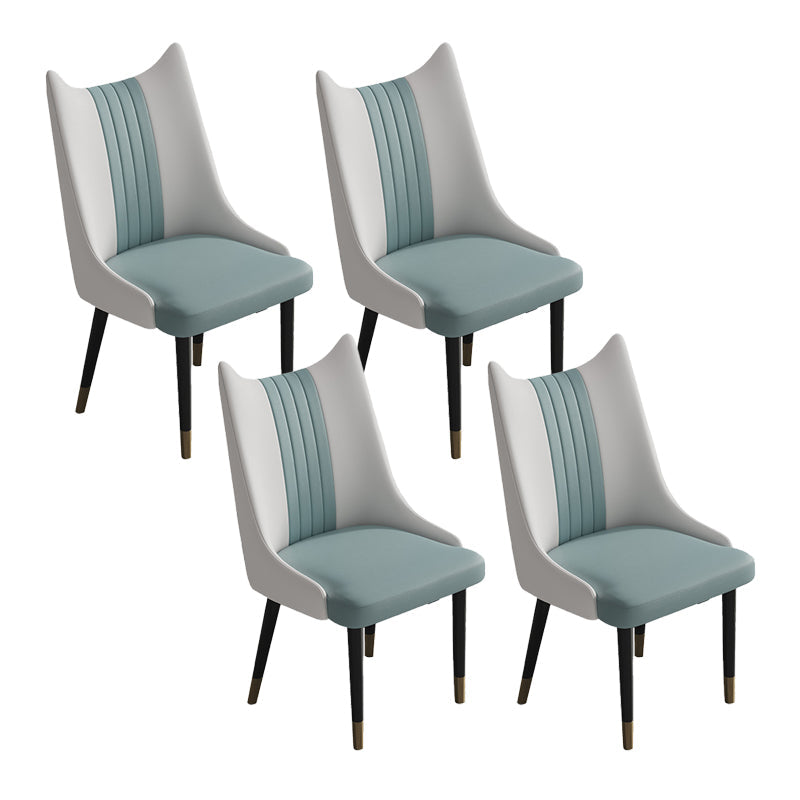 Nordic Style Leather Dining Chairs Armless Solid Back Chair for Home White-Green 4 Piece Set Clearhalo 'Dining Chairs' 'Dining Tables & Seating' 'dining_chair' 'furn' 'furn_dining_chair' 'Furniture' 'furniture_dining_chair' 'Kitchen & Dining Furniture' 4877071