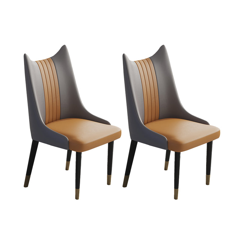 Nordic Style Leather Dining Chairs Armless Solid Back Chair for Home Gray-Orange 2 Piece Set Clearhalo 'Dining Chairs' 'Dining Tables & Seating' 'dining_chair' 'furn' 'furn_dining_chair' 'Furniture' 'furniture_dining_chair' 'Kitchen & Dining Furniture' 4877073