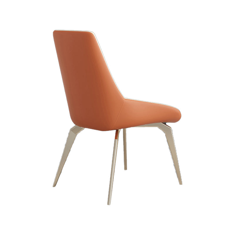 Modern Dining Chair Armless Chairs with Metal Legs for Kitchen Orange 1 Piece Clearhalo 'Dining Chairs' 'Dining Tables & Seating' 'dining_chair' 'furn' 'furn_dining_chair' 'Furniture' 'furniture_dining_chair' 'Kitchen & Dining Furniture' 4877086