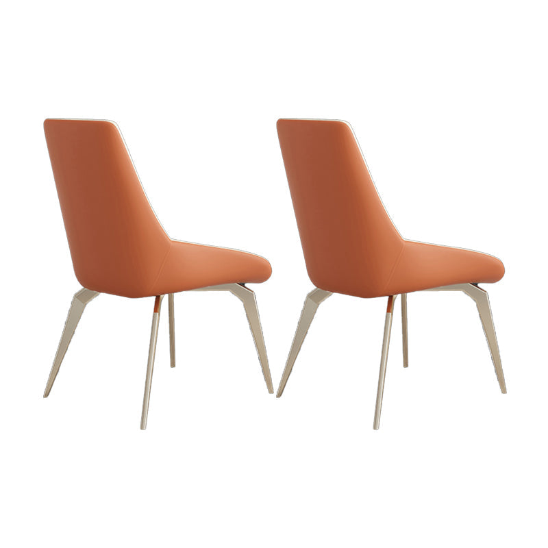 Modern Dining Chair Armless Chairs with Metal Legs for Kitchen Orange 2 Piece Set Clearhalo 'Dining Chairs' 'Dining Tables & Seating' 'dining_chair' 'furn' 'furn_dining_chair' 'Furniture' 'furniture_dining_chair' 'Kitchen & Dining Furniture' 4877087