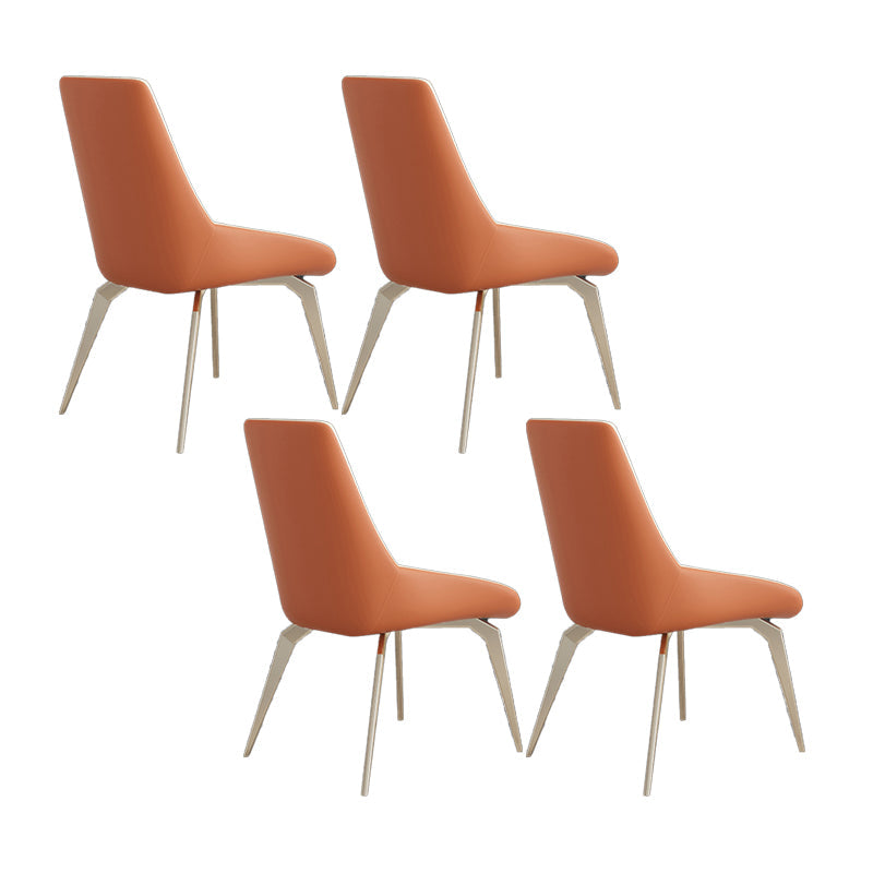 Modern Dining Chair Armless Chairs with Metal Legs for Kitchen Orange 4 Piece Set Clearhalo 'Dining Chairs' 'Dining Tables & Seating' 'dining_chair' 'furn' 'furn_dining_chair' 'Furniture' 'furniture_dining_chair' 'Kitchen & Dining Furniture' 4877089