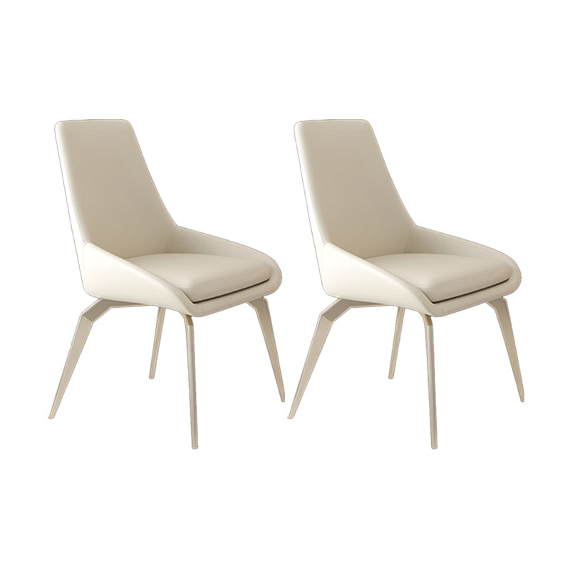 Modern Dining Chair Armless Chairs with Metal Legs for Kitchen Off-White 2 Piece Set Clearhalo 'Dining Chairs' 'Dining Tables & Seating' 'dining_chair' 'furn' 'furn_dining_chair' 'Furniture' 'furniture_dining_chair' 'Kitchen & Dining Furniture' 4877091