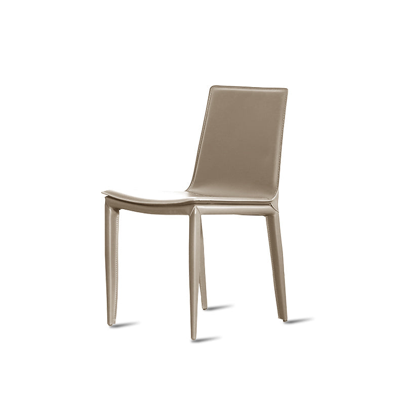 Modern Design Armless Solid Back Chair Leather Dining Chairs for Home Use Cream Gray 1 Piece Clearhalo 'Dining Chairs' 'Dining Tables & Seating' 'dining_chair' 'furn' 'furn_dining_chair' 'Furniture' 'furniture_dining_chair' 'Kitchen & Dining Furniture' 4877098