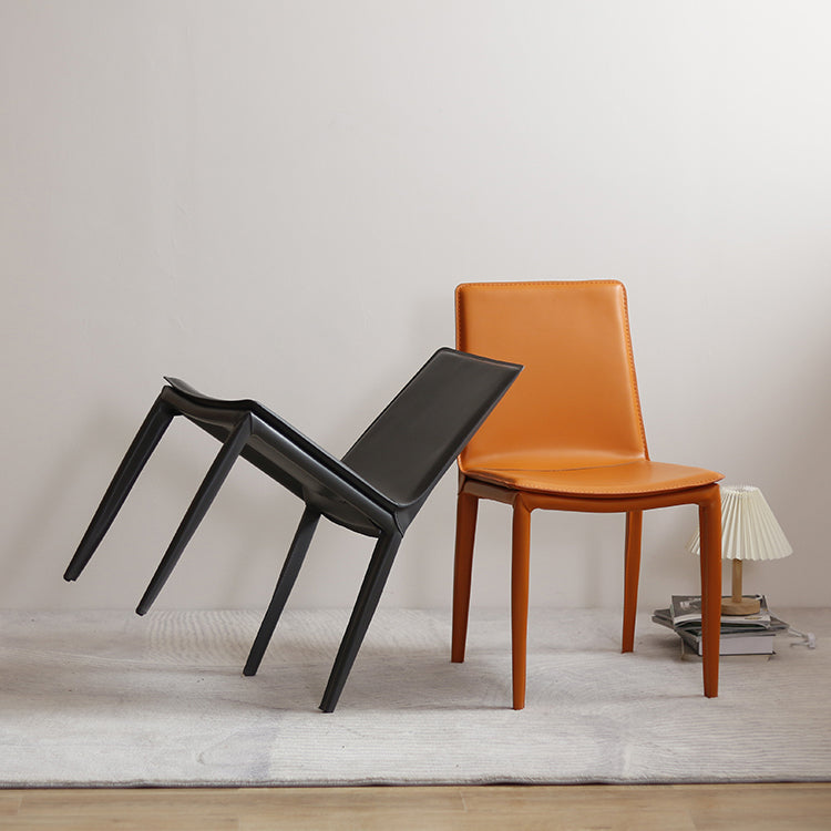 Modern Design Armless Solid Back Chair Leather Dining Chairs for Home Use Clearhalo 'Dining Chairs' 'Dining Tables & Seating' 'dining_chair' 'furn' 'furn_dining_chair' 'Furniture' 'furniture_dining_chair' 'Kitchen & Dining Furniture' 4877102