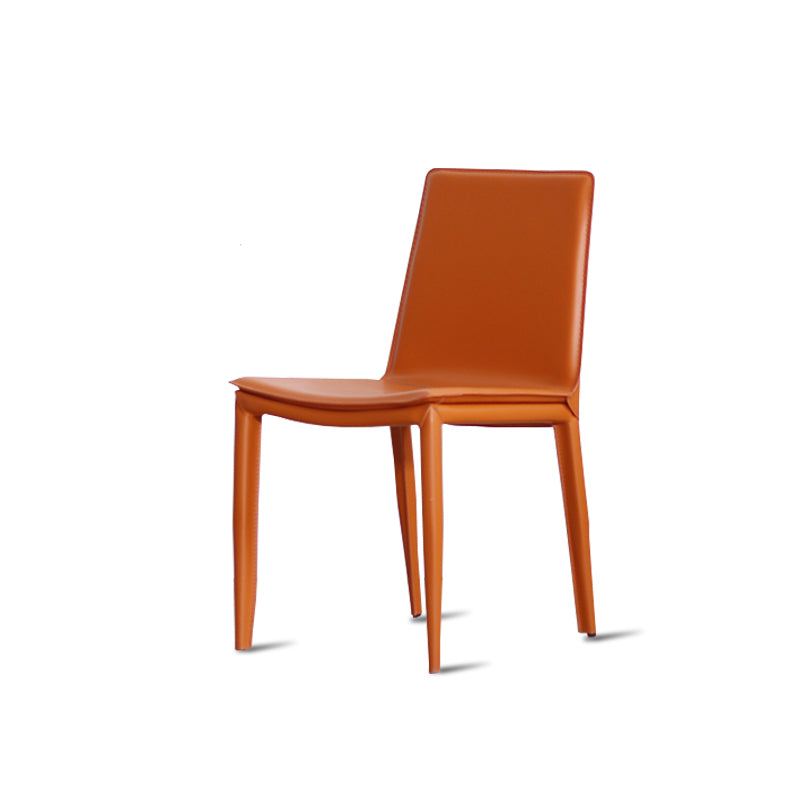 Modern Design Armless Solid Back Chair Leather Dining Chairs for Home Use Orange 1 Piece Clearhalo 'Dining Chairs' 'Dining Tables & Seating' 'dining_chair' 'furn' 'furn_dining_chair' 'Furniture' 'furniture_dining_chair' 'Kitchen & Dining Furniture' 4877110