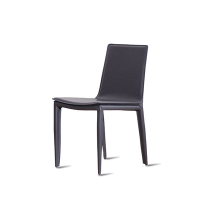 Modern Design Armless Solid Back Chair Leather Dining Chairs for Home Use Dark Gray 1 Piece Clearhalo 'Dining Chairs' 'Dining Tables & Seating' 'dining_chair' 'furn' 'furn_dining_chair' 'Furniture' 'furniture_dining_chair' 'Kitchen & Dining Furniture' 4877115