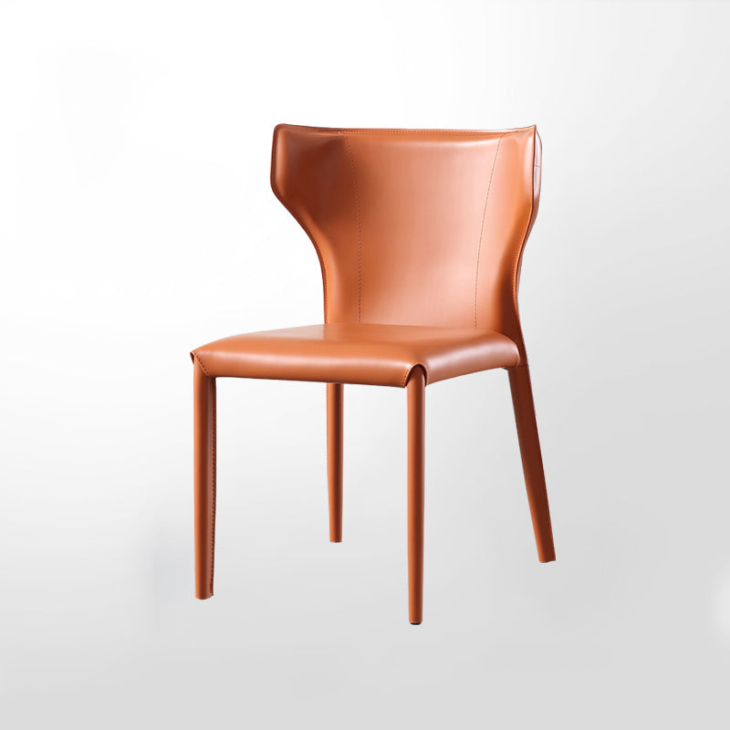 Contemporary Leather Dining Chair Wingback Side Armless Chair for Home Use Orange 1 Piece Clearhalo 'Dining Chairs' 'Dining Tables & Seating' 'dining_chair' 'furn' 'furn_dining_chair' 'Furniture' 'furniture_dining_chair' 'Kitchen & Dining Furniture' 4877122