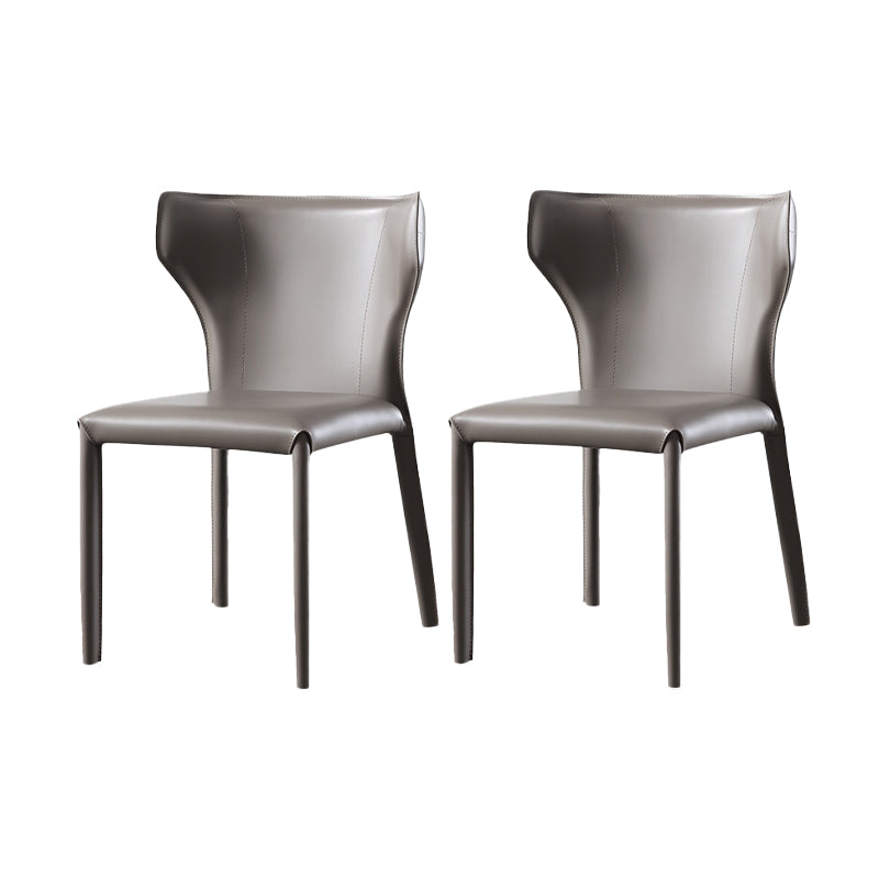 Contemporary Leather Dining Chair Wingback Side Armless Chair for Home Use Grey 2 Piece Set Clearhalo 'Dining Chairs' 'Dining Tables & Seating' 'dining_chair' 'furn' 'furn_dining_chair' 'Furniture' 'furniture_dining_chair' 'Kitchen & Dining Furniture' 4877130
