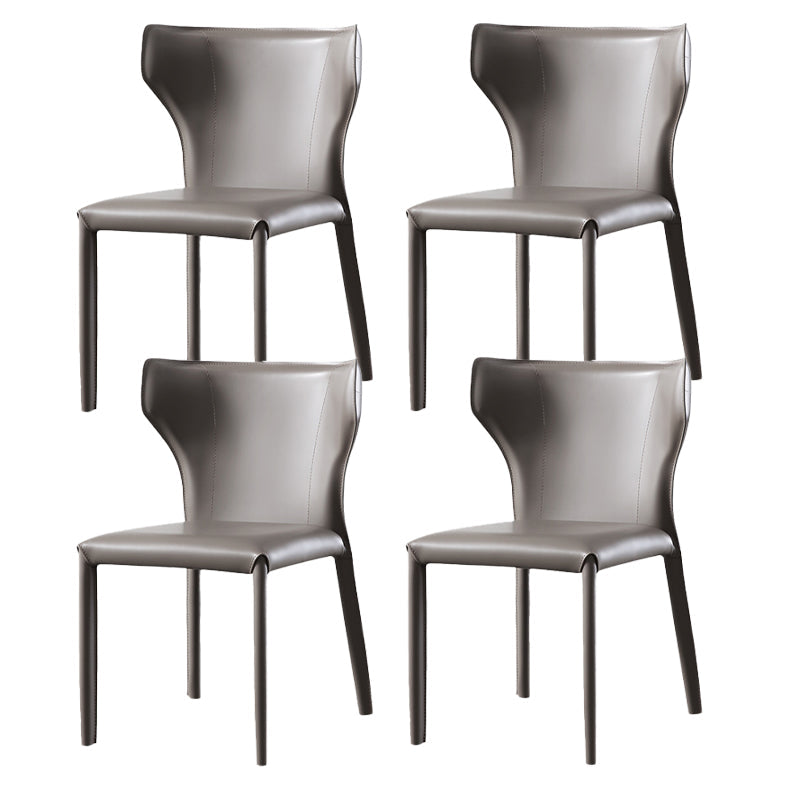Contemporary Leather Dining Chair Wingback Side Armless Chair for Home Use Grey 4 Piece Set Clearhalo 'Dining Chairs' 'Dining Tables & Seating' 'dining_chair' 'furn' 'furn_dining_chair' 'Furniture' 'furniture_dining_chair' 'Kitchen & Dining Furniture' 4877132