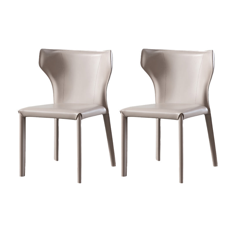 Contemporary Leather Dining Chair Wingback Side Armless Chair for Home Use Light Khaki 2 Piece Set Clearhalo 'Dining Chairs' 'Dining Tables & Seating' 'dining_chair' 'furn' 'furn_dining_chair' 'Furniture' 'furniture_dining_chair' 'Kitchen & Dining Furniture' 4877135