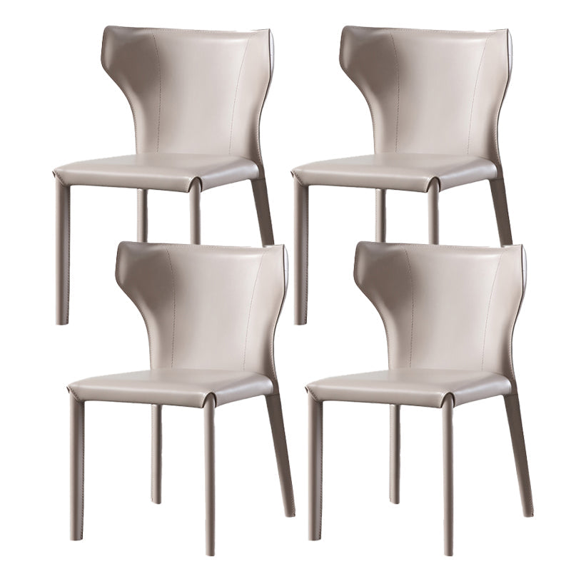 Contemporary Leather Dining Chair Wingback Side Armless Chair for Home Use Light Khaki 4 Piece Set Clearhalo 'Dining Chairs' 'Dining Tables & Seating' 'dining_chair' 'furn' 'furn_dining_chair' 'Furniture' 'furniture_dining_chair' 'Kitchen & Dining Furniture' 4877138