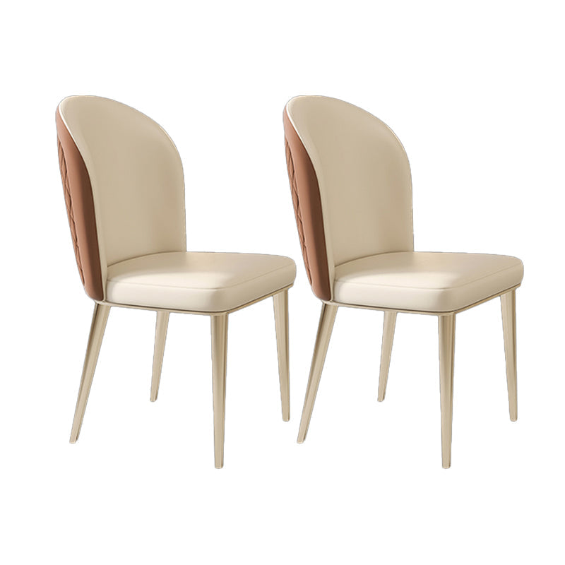 Nordic Glam Style Chair Dining Armless Metal Chairs for Kitchen Beige Orange 2 Piece Set Clearhalo 'Dining Chairs' 'Dining Tables & Seating' 'dining_chair' 'furn' 'furn_dining_chair' 'Furniture' 'furniture_dining_chair' 'Kitchen & Dining Furniture' 4877186