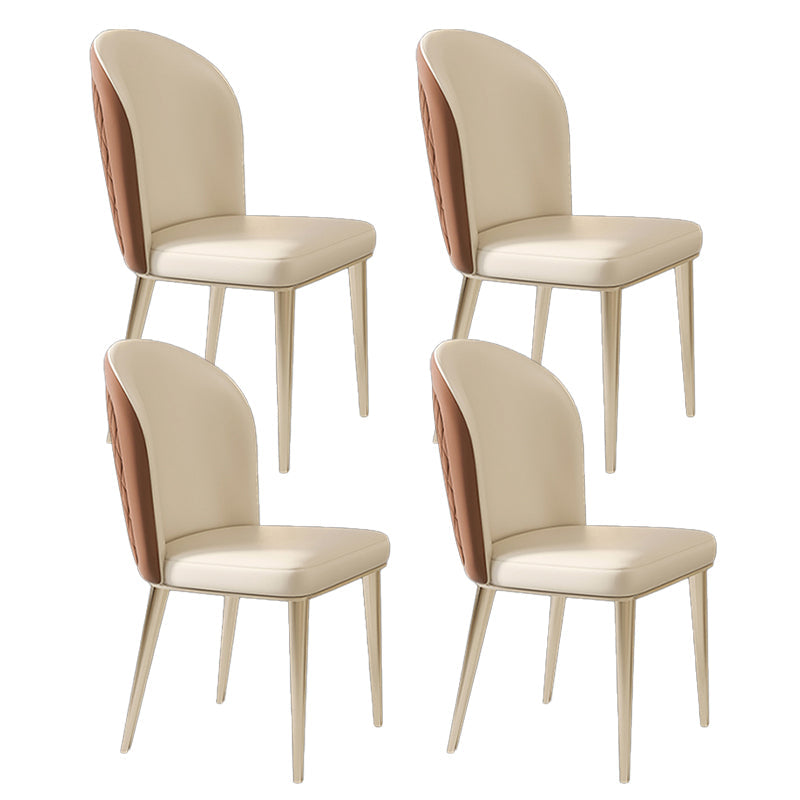 Nordic Glam Style Chair Dining Armless Metal Chairs for Kitchen Beige Orange 4 Piece Set Clearhalo 'Dining Chairs' 'Dining Tables & Seating' 'dining_chair' 'furn' 'furn_dining_chair' 'Furniture' 'furniture_dining_chair' 'Kitchen & Dining Furniture' 4877187