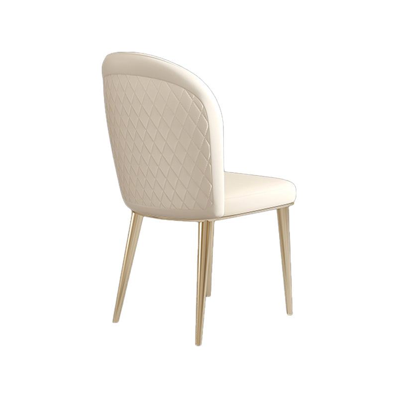 Nordic Glam Style Chair Dining Armless Metal Chairs for Kitchen Off-White 1 Piece Clearhalo 'Dining Chairs' 'Dining Tables & Seating' 'dining_chair' 'furn' 'furn_dining_chair' 'Furniture' 'furniture_dining_chair' 'Kitchen & Dining Furniture' 4877192