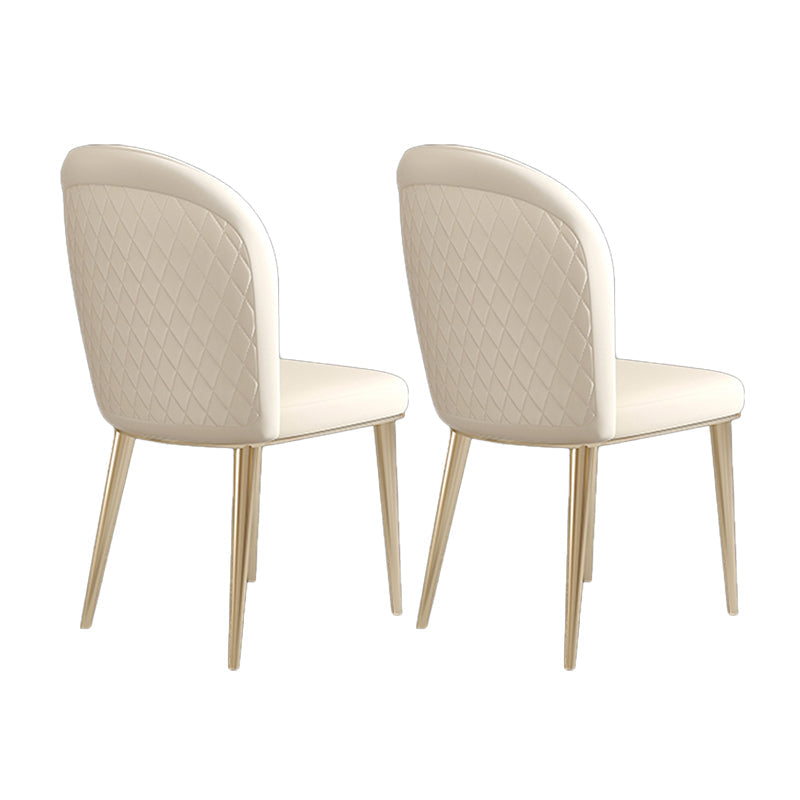 Nordic Glam Style Chair Dining Armless Metal Chairs for Kitchen Off-White 2 Piece Set Clearhalo 'Dining Chairs' 'Dining Tables & Seating' 'dining_chair' 'furn' 'furn_dining_chair' 'Furniture' 'furniture_dining_chair' 'Kitchen & Dining Furniture' 4877193