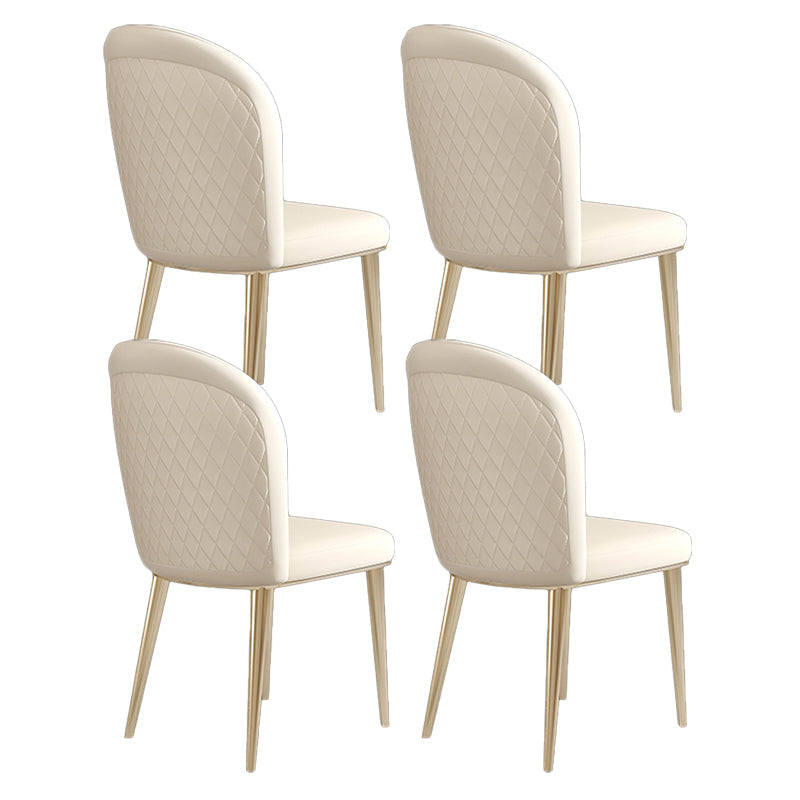 Nordic Glam Style Chair Dining Armless Metal Chairs for Kitchen Off-White 4 Piece Set Clearhalo 'Dining Chairs' 'Dining Tables & Seating' 'dining_chair' 'furn' 'furn_dining_chair' 'Furniture' 'furniture_dining_chair' 'Kitchen & Dining Furniture' 4877194