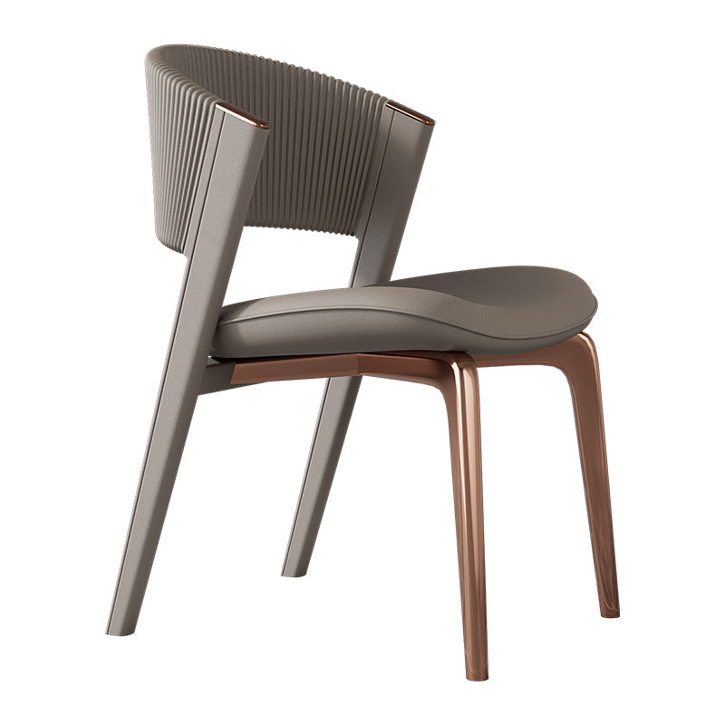 Contemporary Style Open Back Chair Dining Armless Metal Chairs for Kitchen Light Coffee 1 Piece Pink Clearhalo 'Dining Chairs' 'Dining Tables & Seating' 'dining_chair' 'furn' 'furn_dining_chair' 'Furniture' 'furniture_dining_chair' 'Kitchen & Dining Furniture' 4877197