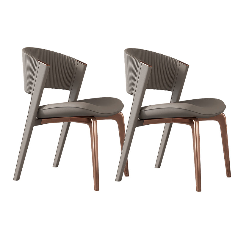 Contemporary Style Open Back Chair Dining Armless Metal Chairs for Kitchen Light Coffee 2 Piece Set Pink Clearhalo 'Dining Chairs' 'Dining Tables & Seating' 'dining_chair' 'furn' 'furn_dining_chair' 'Furniture' 'furniture_dining_chair' 'Kitchen & Dining Furniture' 4877199